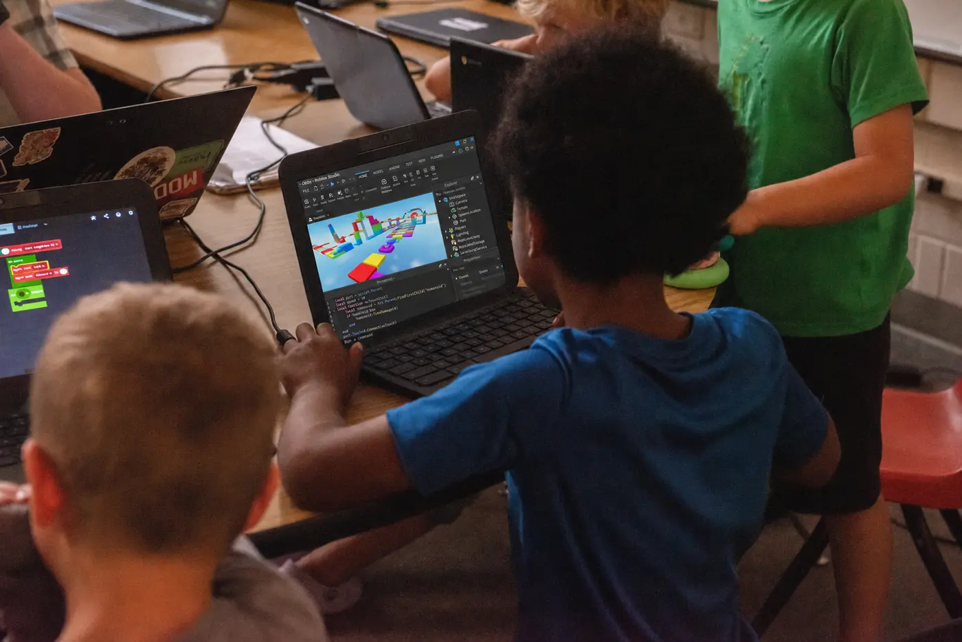 Students participating in coding & technology enrichment